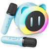Mini Karaoke Machine for Kids Adults?Portable Karaoke Speaker with 2 Wireless Microphones?Toys Birthday for Girls 4,5,6,7,8,9,10,11,12+ Years (Blue)