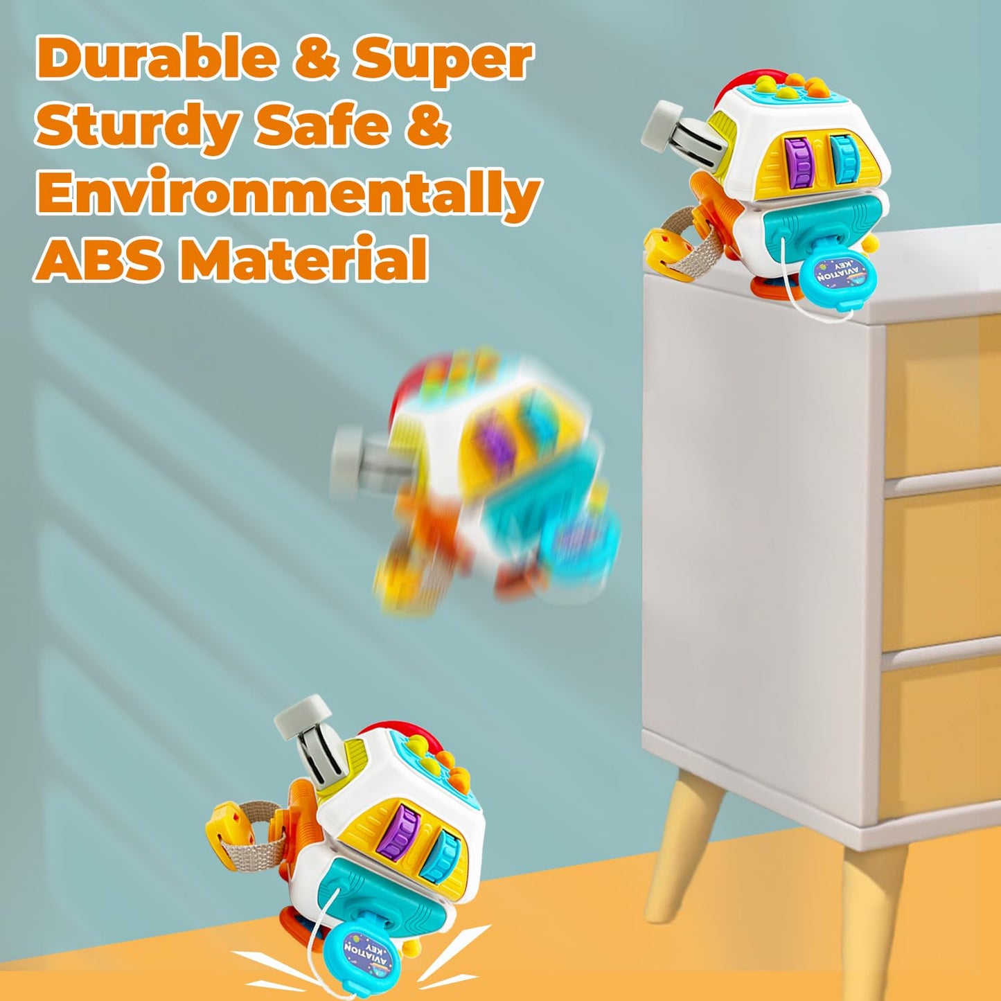 GZSDLL Montessori Busy Cube for Toddlers,Car Travel Toys Busy Board Activity Cube,Kids Educational Birthday Gifts Sensory Baby Toys 18+ Months