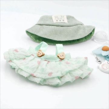 Doll Clothes Designer Outfit Accessories for 17cm Dolls, Cute Macaron Clothing, Summer Dress (No Doll) (Green)