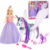 BETTINA Color Changing Unicorn & Princess Doll, Color Change on Whole Unicorn Under Sunshine, 11.5'' Princess Doll Toy, Unicorn Toys with Removable
