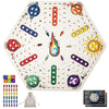 Kivan Base Wooden Board Game?Original Wooden Game 15 Inch Single-Sided Aggravation Game for 6 Players, 36 Colorful Pawns & 6 Dice, Fast Track Game