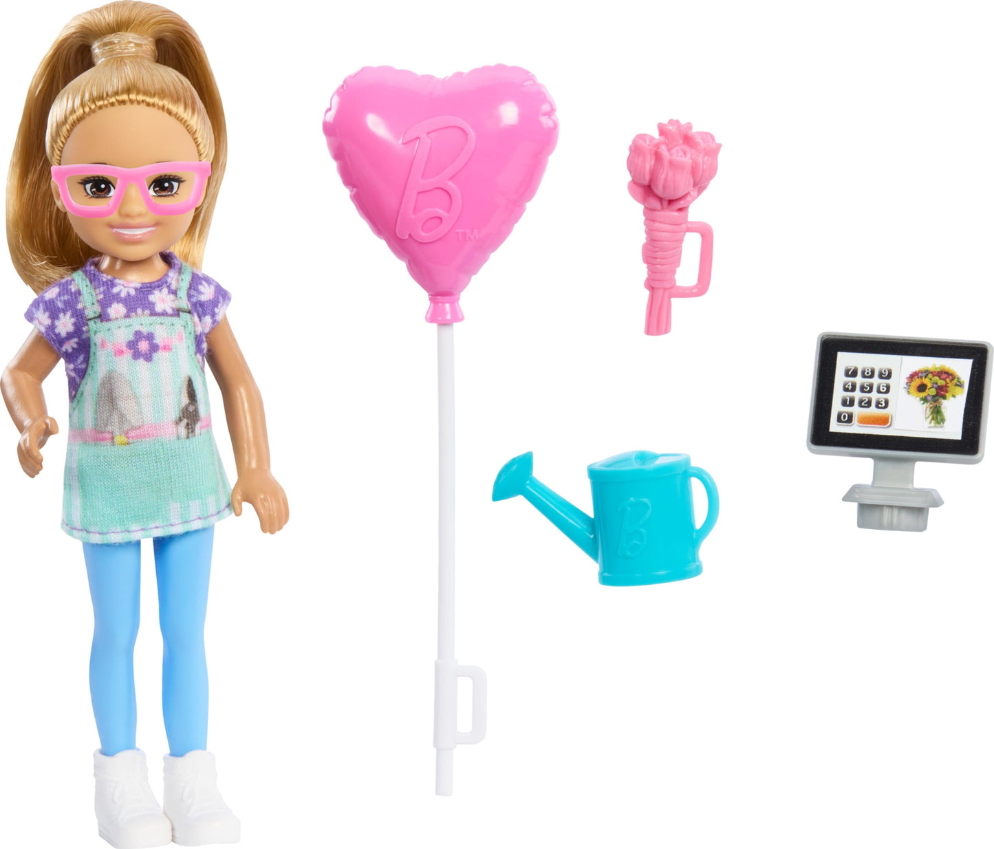 Barbie Doll & Accessories Toy Set, Chelsea Can Be Florist with 5 Flower Shop-Themed Pieces Including Bouquet & Register