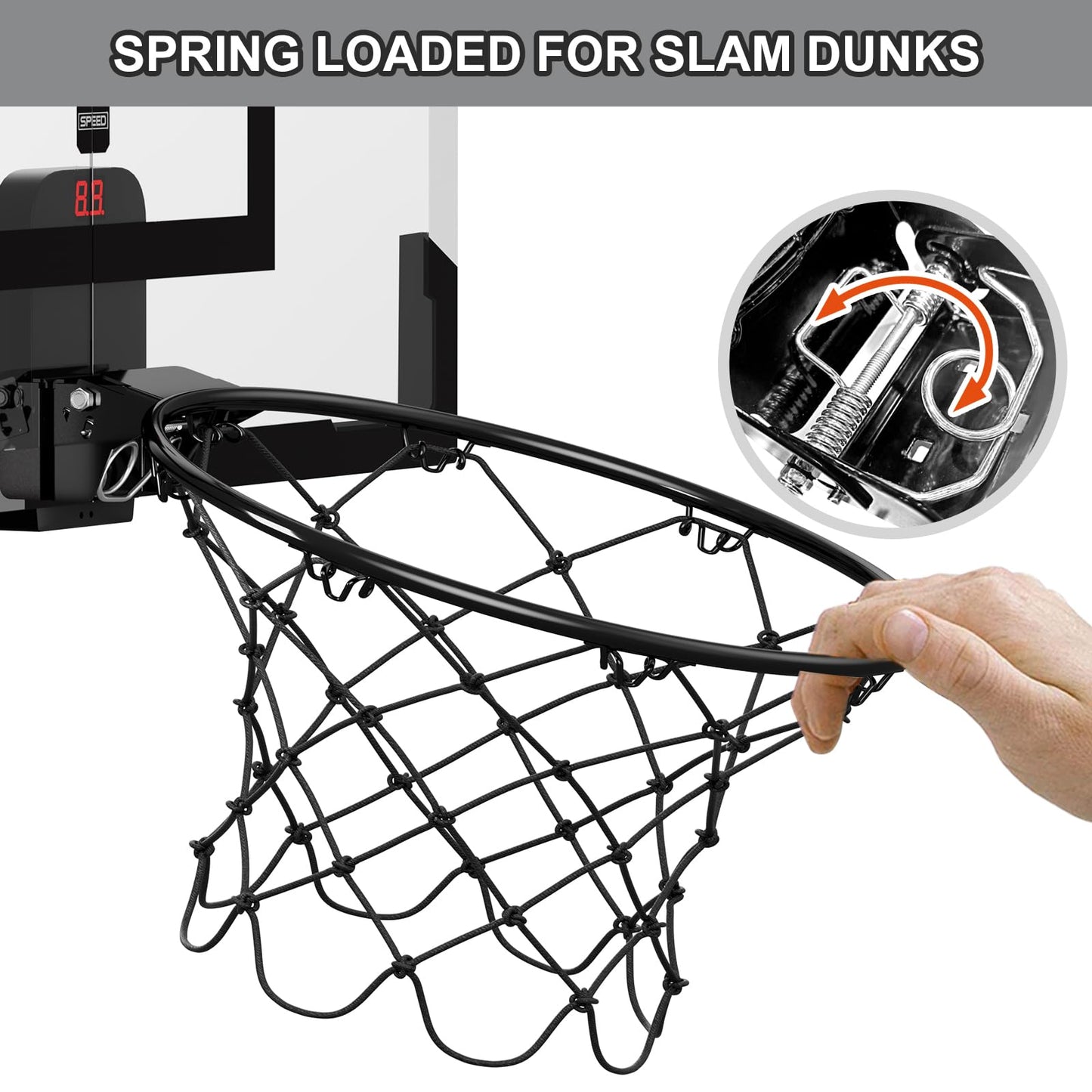 HYES 24" x 16" Large Over The Door Basketball Hoop Indoor with Scoreboard