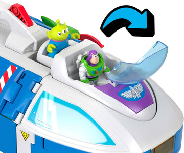 Fisher-Price Imaginext Transforming Buzz Lightyear Ship Toy Vehicle with Lights, Sounds,3-inch Action Figures, Launcher and Projectiles