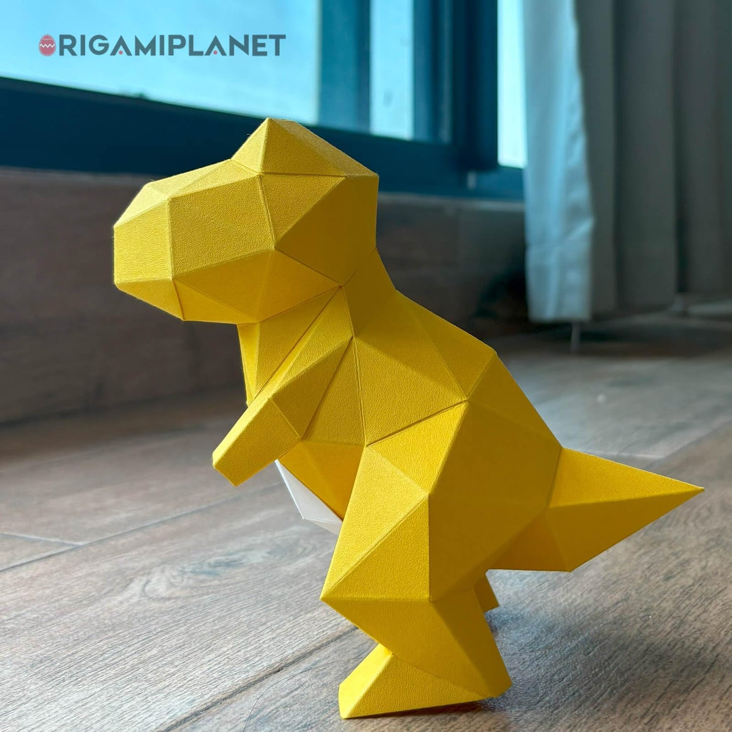 ORIGAMIPLANET 3D Dinosaur Origami Paper Craft Kit, T-Rex Cute DIY Pre-Cut 3D Papercraft for Teens & Adults, Creative Handmade Animal Figurine Paper