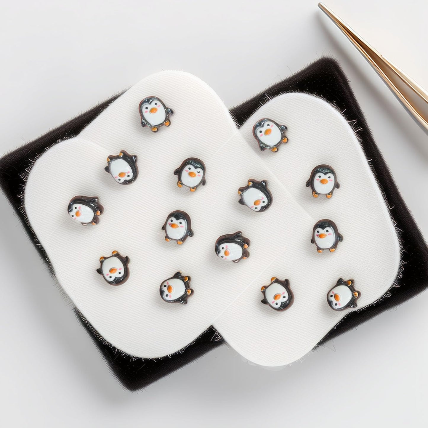 100PCS Miniature Penguin Resin Cabochons, Cute Flatback Embellishments for DIY Crafts, Phone Case Decoden, Slime & Dollhouse Winter Scenes