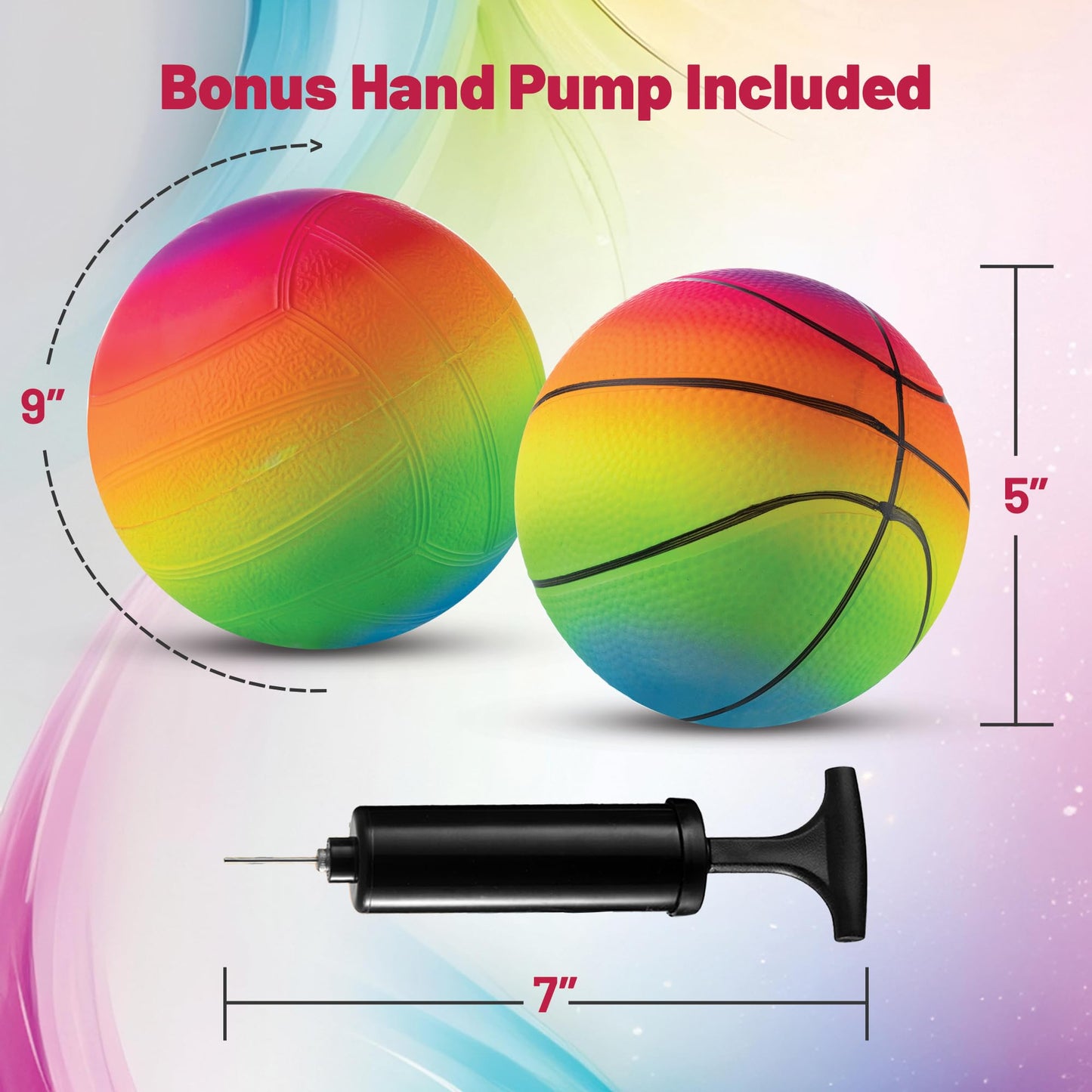 Bedwina 5-Inch Mini Sports Ball Set (4-Pack) with Pump for Toddlers & Kids