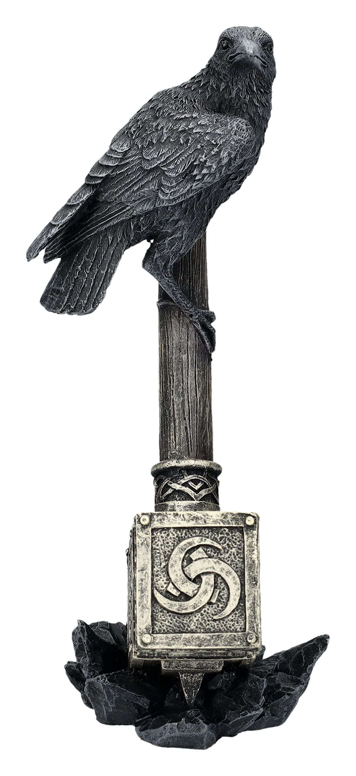 Pacific Giftware Thor's Hammer Figure with Raven Viking Odin Decoration - Norse Mythology Collectible Statue, Bronze