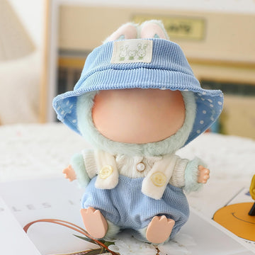 Clothes for Lu bubu 17cm Dolls Accessories(No Doll), Cute Outfit Set 3 Pieces Bib Pants Suitable for 17cm Doll Suit, Stylish Dress Up Overalls Doll