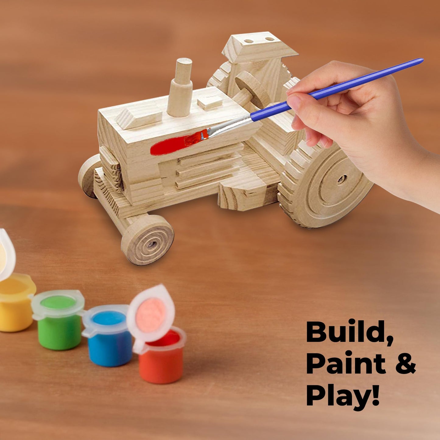 Kraftic Woodworking Building Kit for Kids, with 3 Educational DIY Carpentry Construction Wood Model Kit Toy Projects for Boys and Girls- Tractor