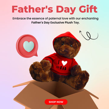 Plushland Stuffed Teddy Bear Plush Bear Toy with -I Love Dad- Hoodie for Kids & Adults Father's Day - Embroidered Pillow 11 Inches (Chocolate-Red