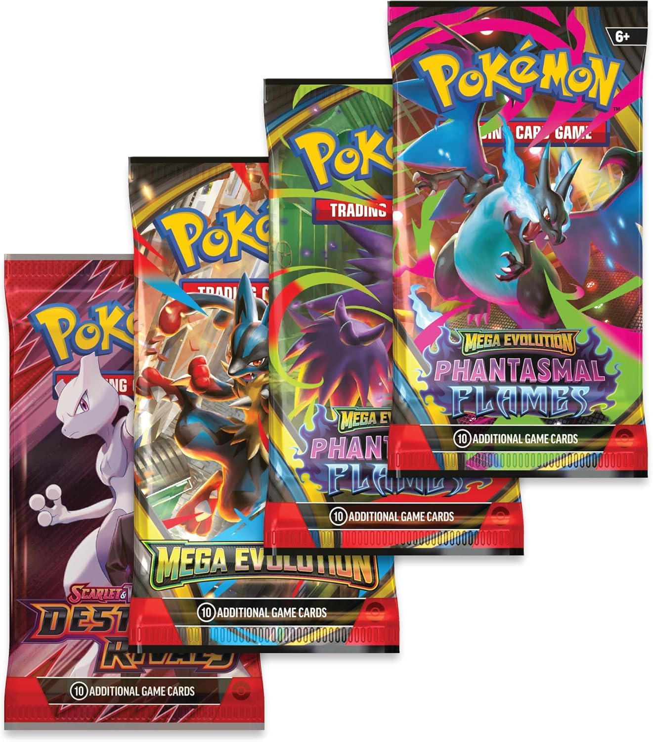 Pokémon TCG Trading Card Game: Mega Charizard ex Promo Card and Tin, Comes with 4 Packs (2 Phantasmal Flames, 1 Journey Together, 1 mega Evolution)