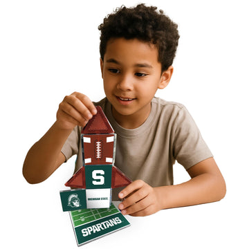 CreateOn NCAA Fan-Tiles Magnetic Match-Up Tiles for Michigan State Spartans Fans, 17-Piece Building for Kids & Adults, Officially Licensed NCAA Team