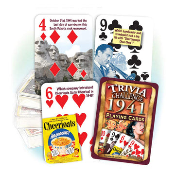 Flickback 85th Birthday Trivia Cards - 1941 Deck - Gift for Men or Women Born in 1941 - Fun 85th Birthday Game, Vintage 1941 Playing Cards with Trivia