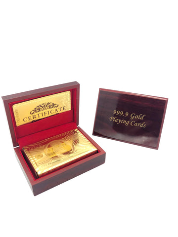 Yuanhe Gold Deck of Cards - Waterproof Playing Cards Luxury Playing Cards with Wooden Gift Box,Great for Poker Cards Game, Game Nights and Casino