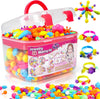 FUNZBO 520+ Snap Pop Beads - Jewelry Making Beads Charms Style Craft Kit, Arts and Crafts for Kids Ages 4-8, Toys for 3 4 5 6 7 Years Old Girls