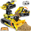 OKKIDY 3 in 1 Kids Remote Bulldozer STEM Technology Building Blocks Set Toys APP Remote Construction Blocks Engineering Excavator/Robot Ages 6-14 DIY
