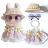 for Labubu Clothes Romantic Style Dresses, for Labubu Outfits with Glasses, Hat, Necklace Bundle for 17cm/6.7in Doll (No Doll)