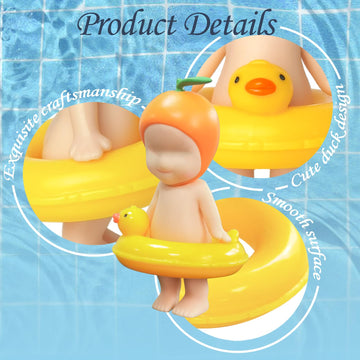 Kaitiaki 2PCS Mini Duck Floaties for Sonny Angel, Cute Yellow Duck Resin Swim Rings Accessories Fits 3 Inch Dolls, Decorative Display Props Clothes