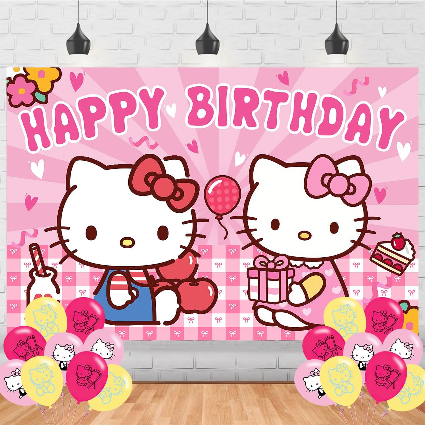 Cartoon Kitty Birthday Party Supplies Backdrop 5x3 Hello Cat Happy Birthday Background Photography Cartoon Cat Party Decorations Banner Photo Booth