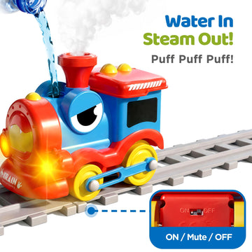 iPlay, iLearn Toddler Train Toy Set for Ages 1-3, 2-4, Kids Electronic Steam Train Tracks, Magnetic Construction Trucks, Light Sound Musical Choo Choo