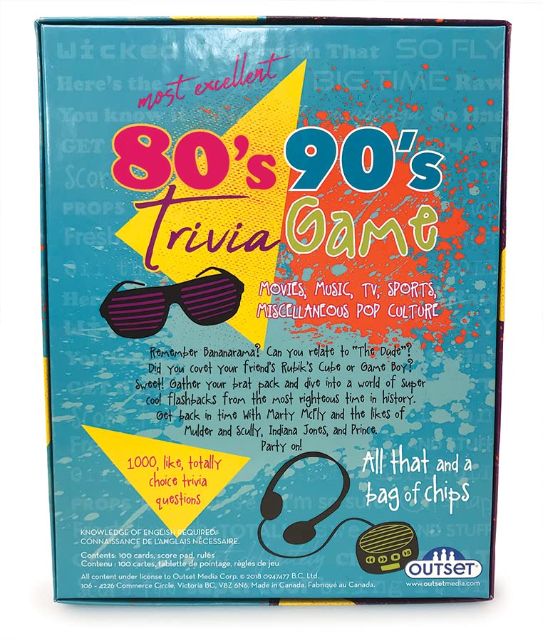 80’s 90’s Trivia Party Game (Amazon Exclusive) - Contains 1,000 Questions - 2 or More Players for Ages 12 and up by Outset Media.