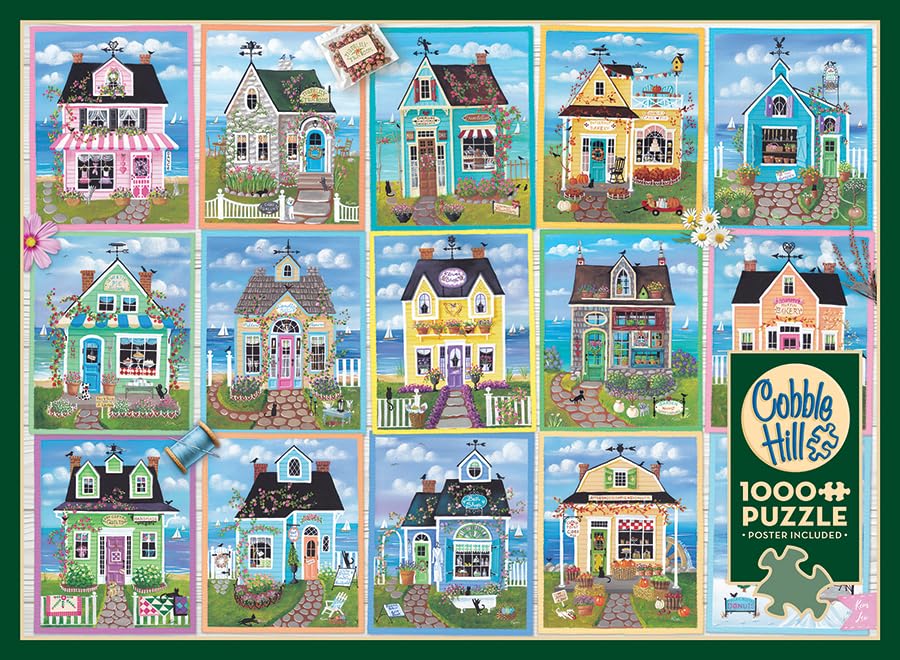 Cobble Hill 1000 Piece Puzzle - Seaside Shops - Sample Poster Included