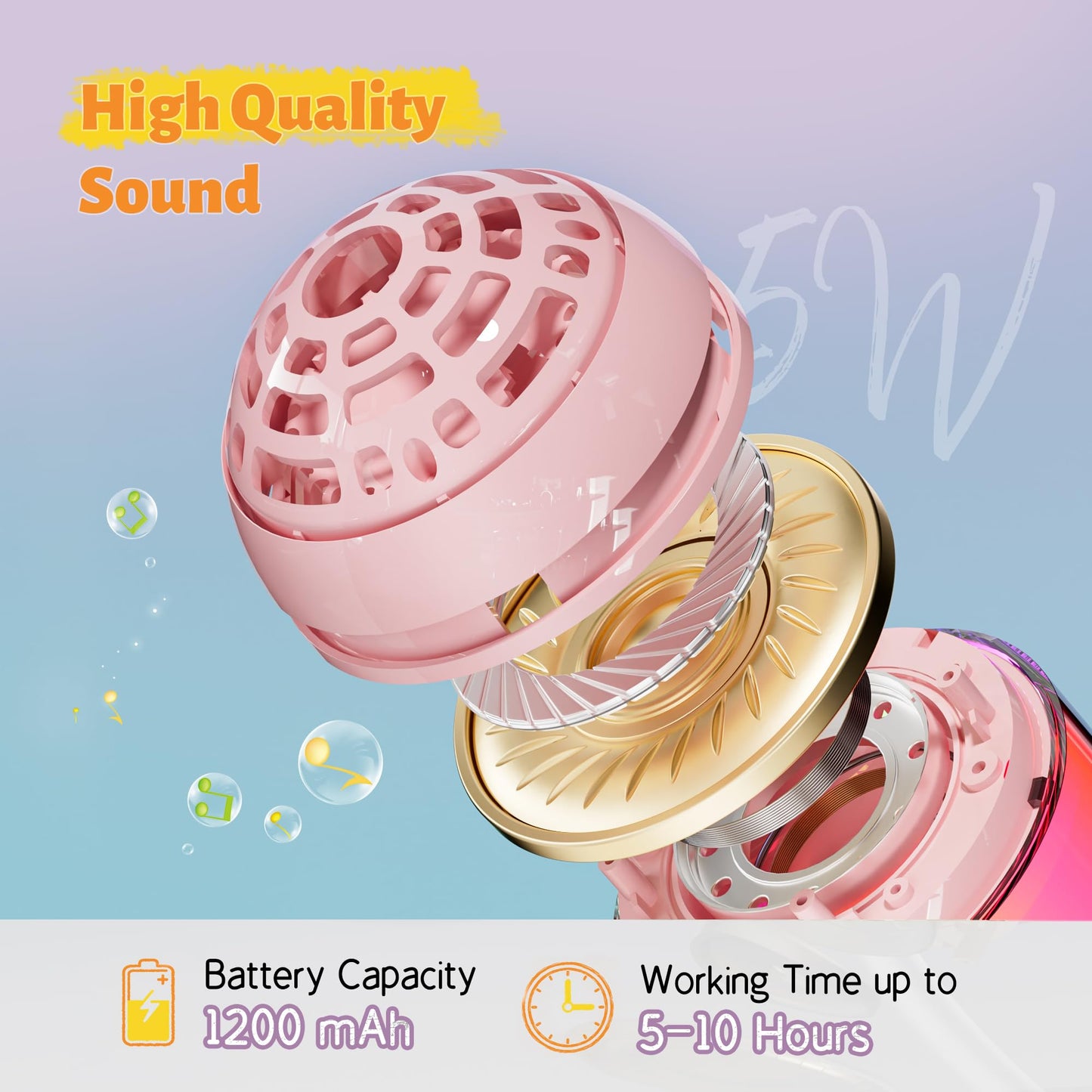 Karaoke Machine for Kids Adults, Portable Bluetooth Microphone Song Toys with LED Light, Best Chritmas Birthday Festival Party Gift for 3 4 5 6 7 8 9