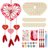Fennoral 6 Pack Heart Dream Catcher Craft Kit for Kids Paint You Own Love Heart Dream Catcher DIY Coloring Mother's Day Wooden Art and Craft for Art