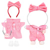 4PCS Pink Kawaii Doll Romper Set Pink Bunny Jumpsuit with Bow Tie for 15-17cm 4 Inch Blind Box Dolls Includes Bow Headwear, Crossbody Bag, One-piece