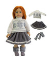 American Fashion World Gray and White Sweater Skirt Set for 18-Inch Dolls | Premium Quality & Trendy Design