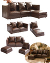 iLAND Dollhouse Furniture Sectional Dollhouse Couch Set Brown Faux Leather Sofa, Miniature Chair Doll House Furniture, Chic 1/12 Scale Miniature