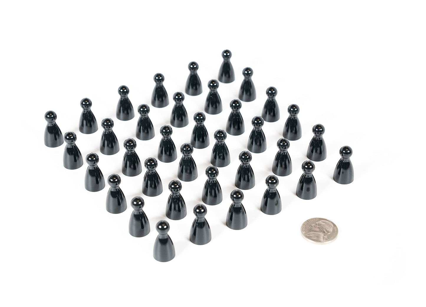 Plastic Pawns: Set of 36 Black Color Board Game Playing Pieces