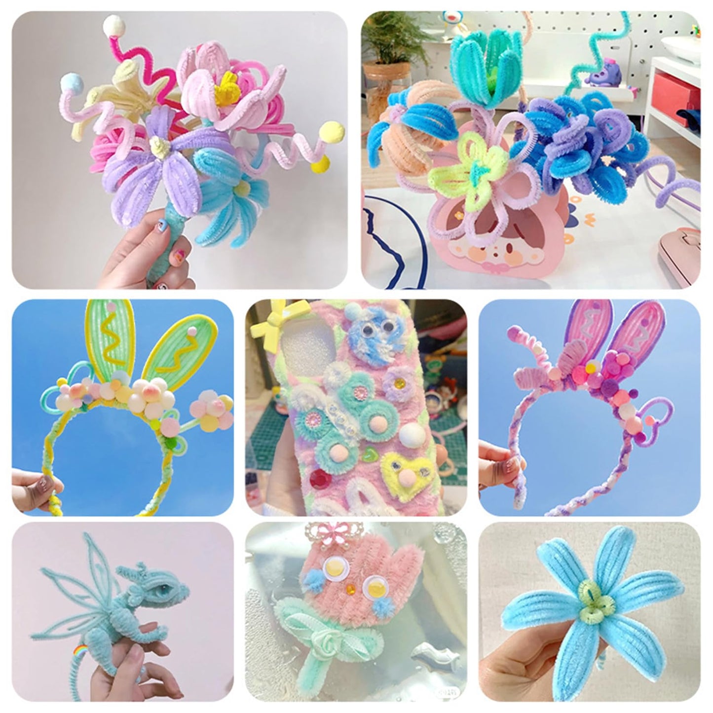100 PCS Chenille Stems for Crafts, Craft Pipe Cleaners s, Thick Pipe Cleaners, Arts Crafts for DIY, Festive Days Decoratio, Craft Projects Creative