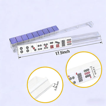 HBLEDOT Mahjong Racks with Pushers, Convenient Rotating One-Piece Mahjong Pushers and Racks,4-Piece Set American Mahjong Accessories,Transparent