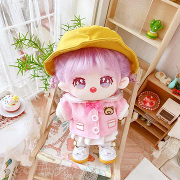niannyyhouse 20cm Plush Doll Clothes College Uniform Hat Jacket Skirt 8in Kpop Doll Clothing (Pink)