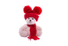 DILLY DUDU with Knit Hat and Scarf Teddy Bear Stuffed Animal Plush Holiday Bear, White, 6inch