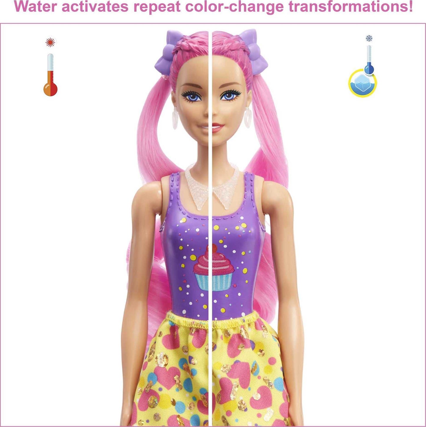 Barbie Color Reveal Glitter! Hair Swaps Doll, Glittery Pink with 25 Hairstyling & Party-Themed Surprises Including 10 Plug-in Hair Pieces