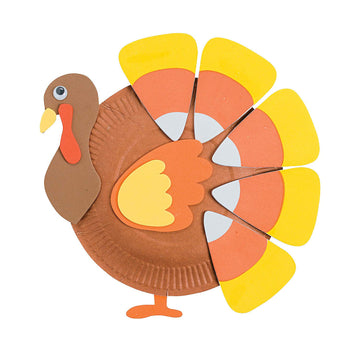 Fun Express Paper Plate Turkey Craft Kit - Makes 12 Thanksgiving Crafts for Kids Ages 3+ | Fall Arts & Crafts Activities with Self-Adhesive Foam