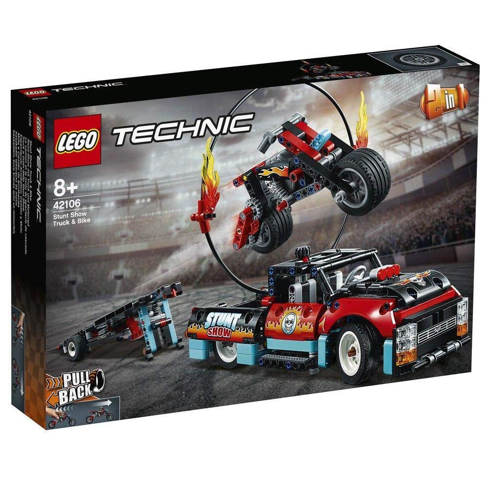 LEGO Technic Stunt Show Truck & Bike 42106; Includes Stunt Motorcycle, Toy Truck and Trailer (P10 Pieces)