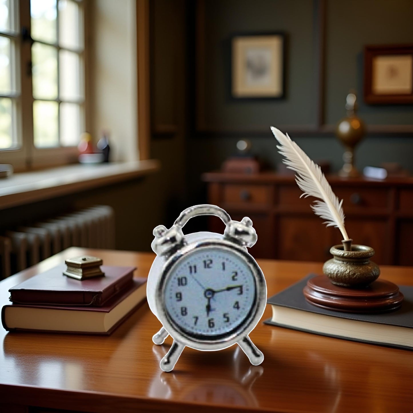 Silver 1/12 Miniature Alarm Clock Dollhouse Decoration Accessories, Décor, Decorations