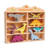 Tender Leaf Toys Dinosaur Animals - 8 Wooden Prehistoric Figurines with a Display Shelf - Classic Toy for Pretend Play - Develops Creative