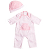JC Toys | Berenguer Boutique | La Baby Doll Outfit | 2 Piece Light Pink Striped Onesie|Washable| Ages 2+ | Fits Dolls 9"- 12"