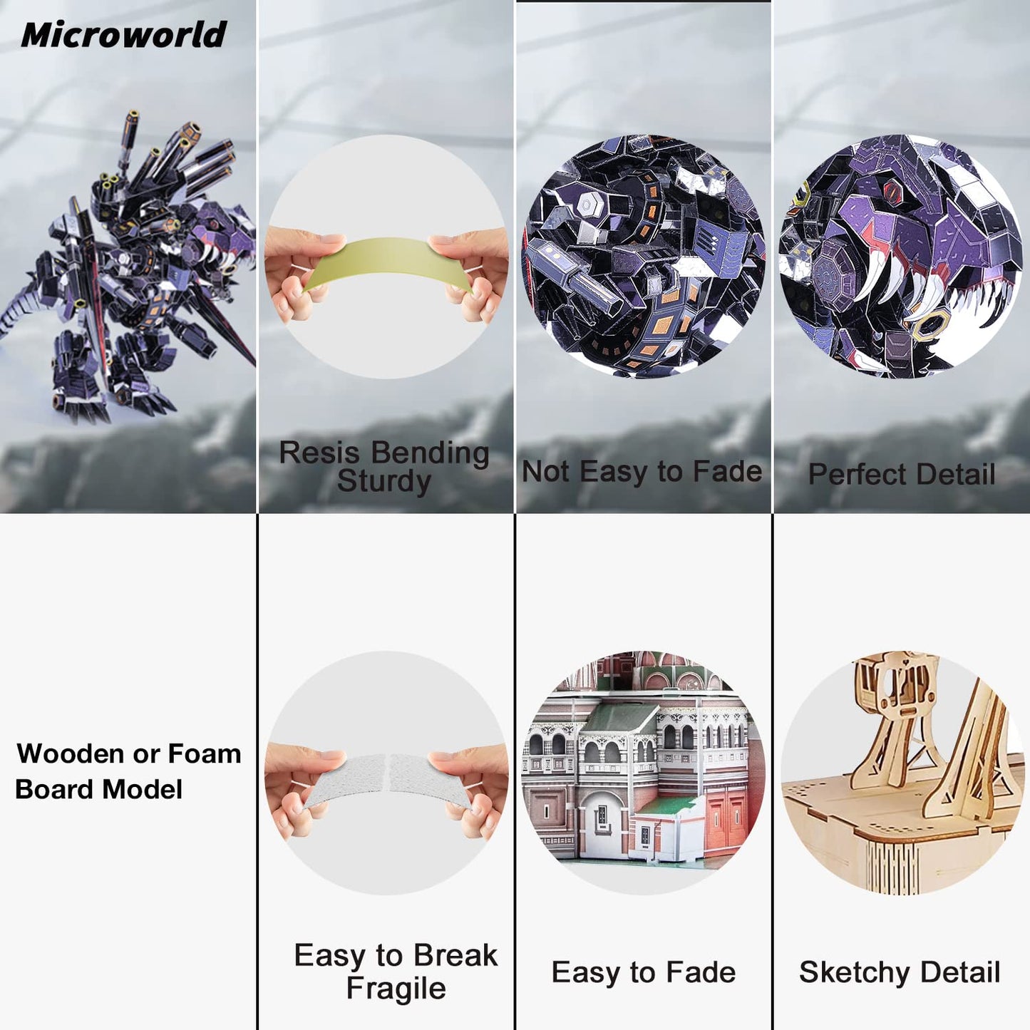 Microworld 3D Metal Model Kits Puzzle, Mechanical Tyrannosaurus Rex Challenge Model Building Kits, Jigsaw Laser Cut Brain Teaser DIY Puzzles