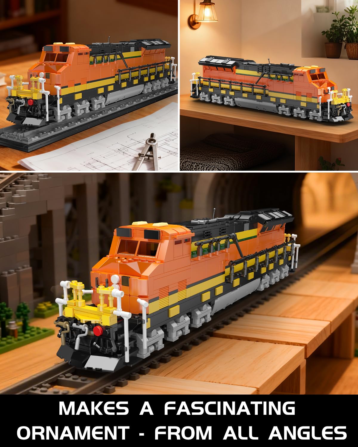 Mould King 12041 Train Building Block Kits, BNSF Northern Locomotive Internal Combustion Train Model Building Blocks Set Toys for Age 14+/Adults