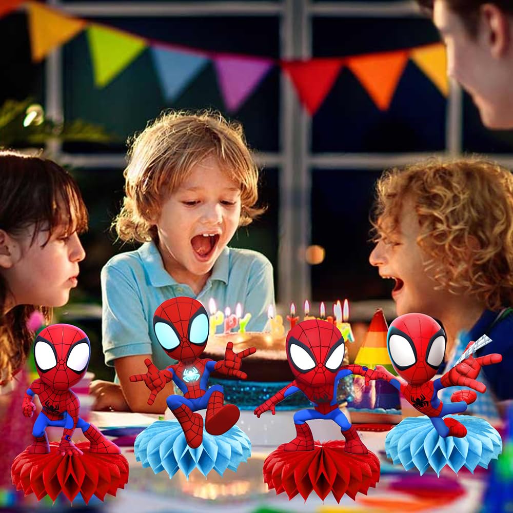 8Pcs Spider and Friends Honeycomb Table Centerpiece, Spider and Friends Birthday Party Supplies Table Decorations for Kids Party Decorations