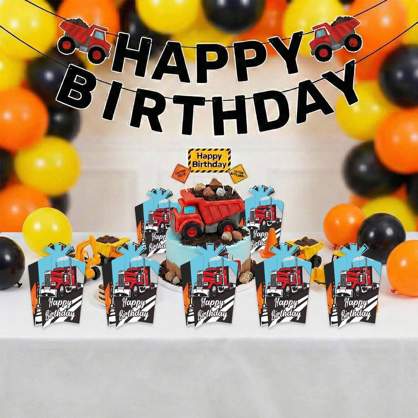Heavy Trucks Semi Truck Table Centerpieces Happy Birthday Table Decorations Transportation Theme Decor for Boys Girls Baby Shower 1st Birthday Party