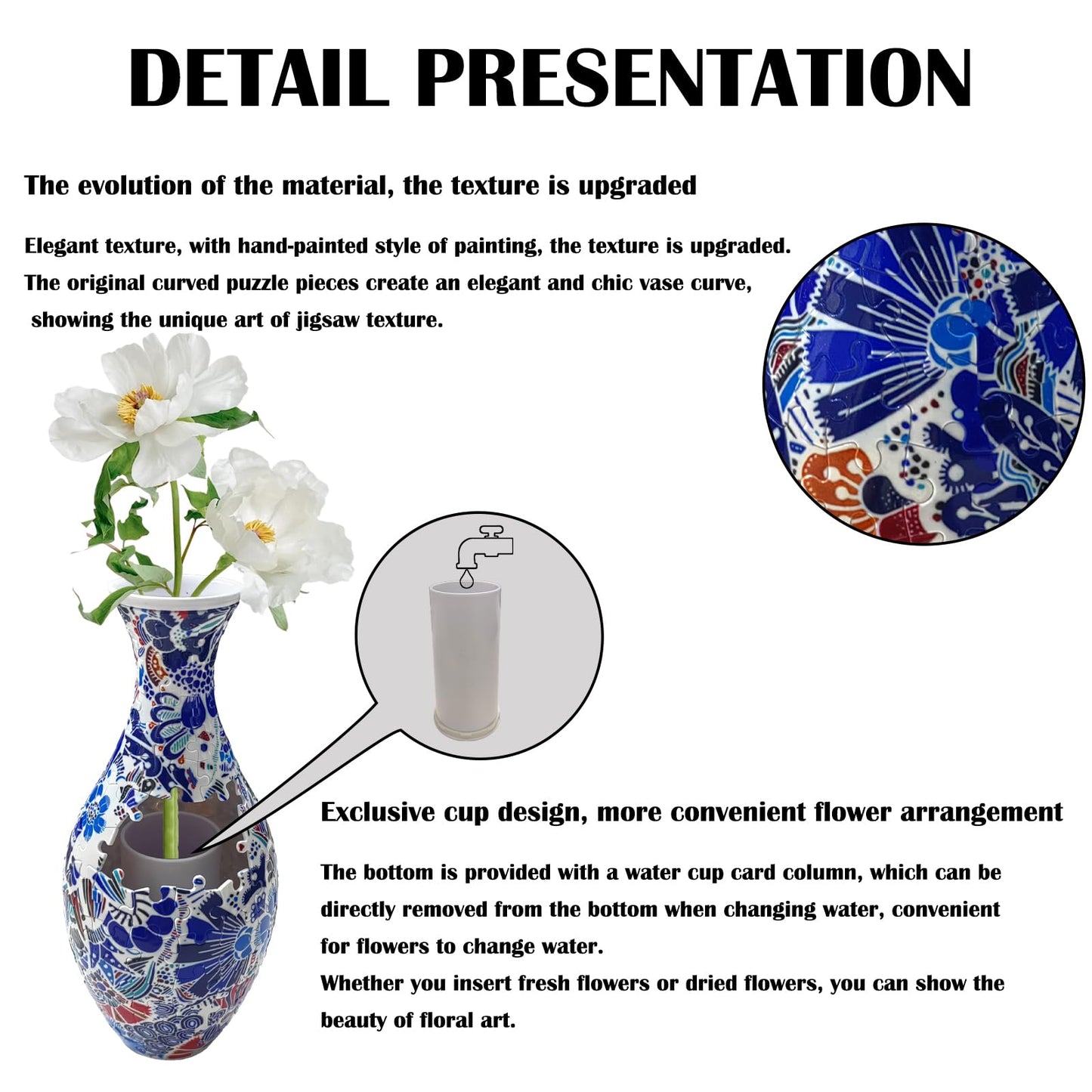 3D Puzzle Vase Flower Vase for Adults Made by 160 Curved Plastic Puzzle