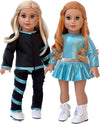 Super Skater - 18 Inch Doll Clothes - 2 Complete Ice Skating Outfits - 5 Pieces - Leotard, Skirt, Pants, Jacket, and 1 Pair of Skates (Dolls Not