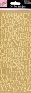 Anitas Outline Stickers, Mixed Serif Alphabets, Gold, for Scrapbooking, Card Making, Kids Play, Homework, Art, Craft, Embelish, Decorative, Paper